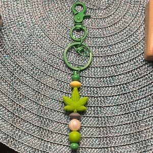 Others Follow Green Leaf Beaded Keychain